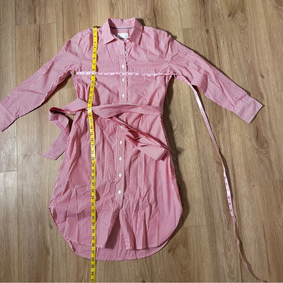 J.CREW Classic Red White Striped Belted Crisp Poplin Shirt Dress Size 0P - Picture 8 of 11